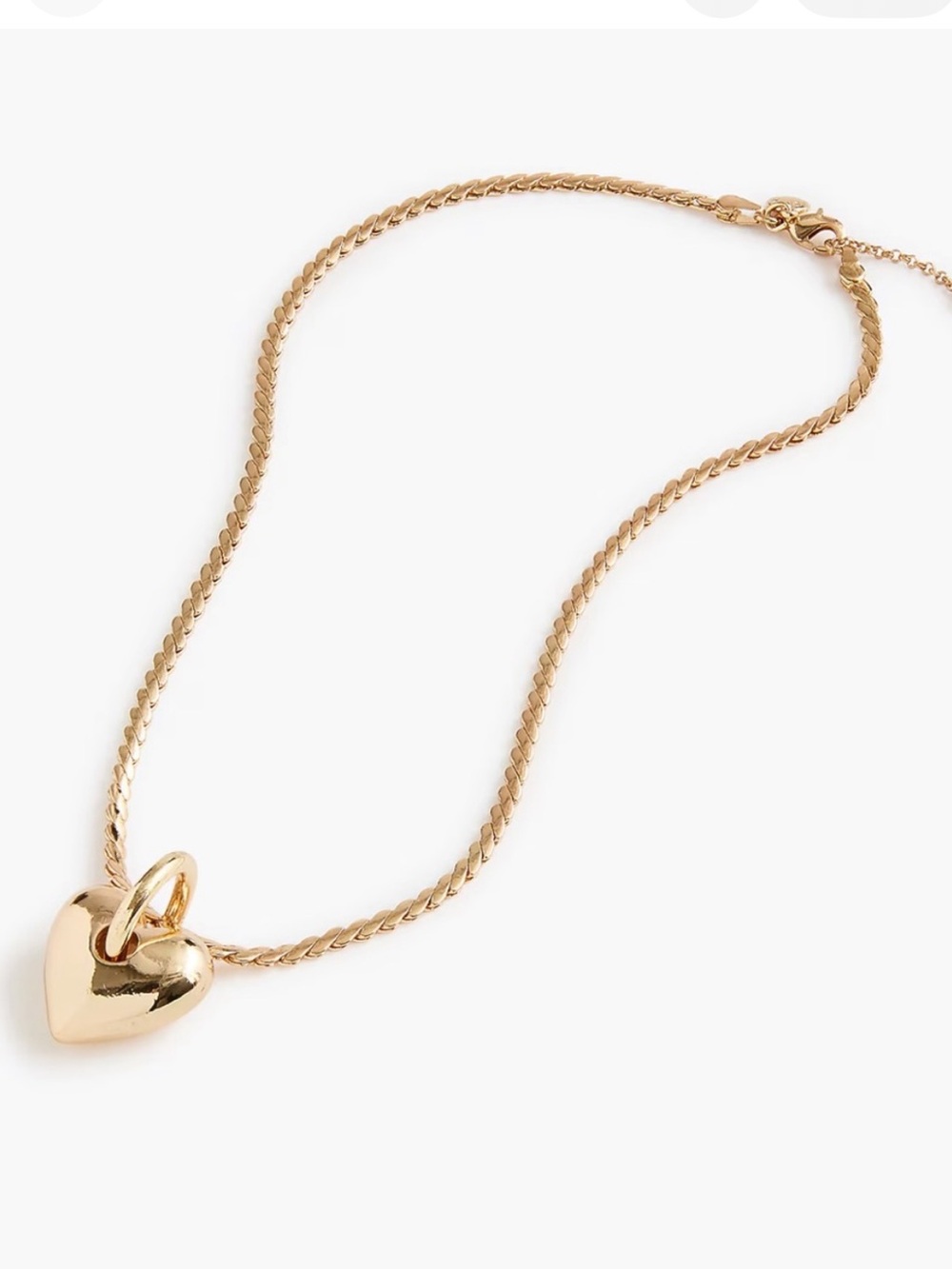 J. Crew Puffy Gold Heart Pendant Necklace